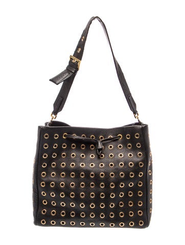 Vitello Daino Leather Grommet Bucket Bag Vintage