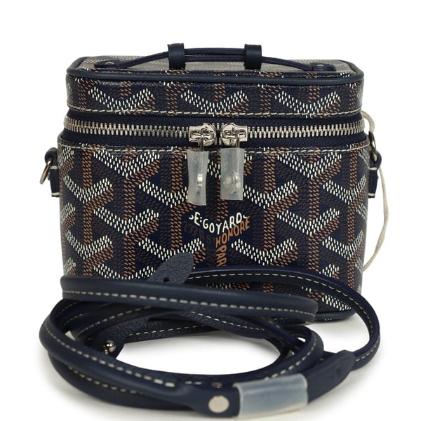 Goyard Goyard Goyardine Canvas Navy Blue Nano Muse Vanity Bag Palladium Hardware