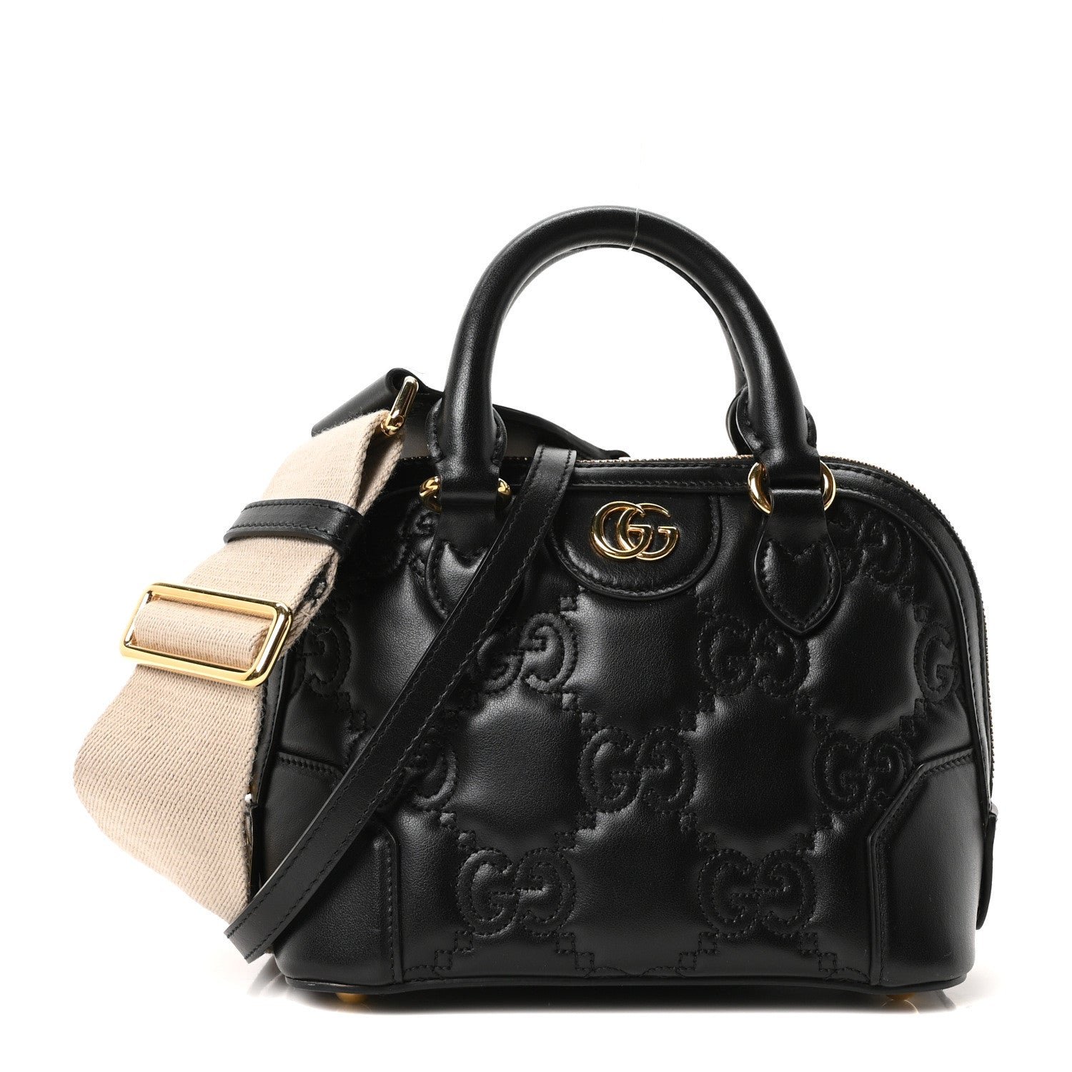 Gucci Calfskin GG Matelasse Mini Top Handle Bag Black