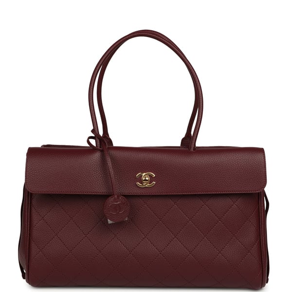 Chanel Large "Urban Essential" East West Shopping Tote Dark Burgundy Caviar Gold Hardware
