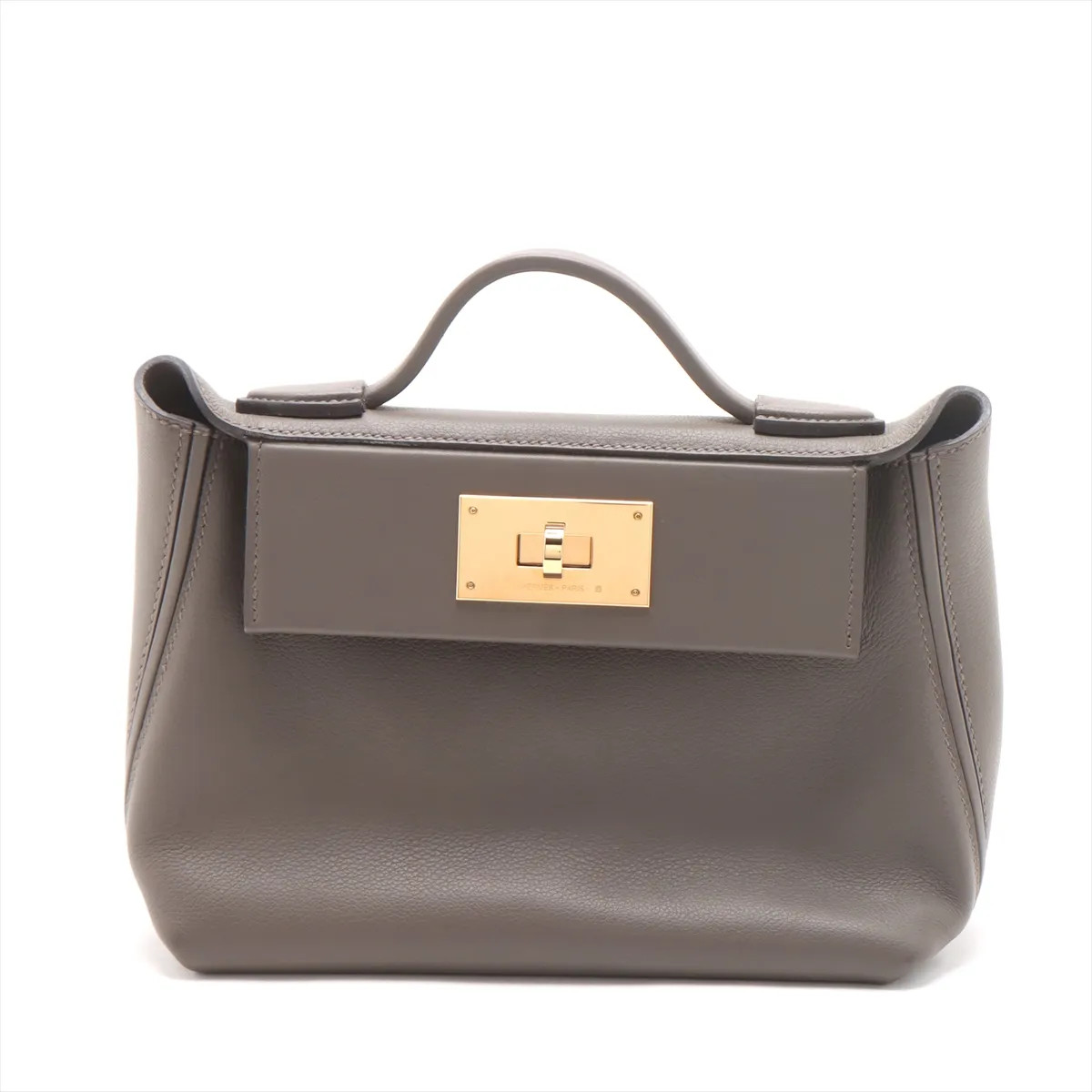 Hermès sacks Le Vingt Cuatre 24/24 mini 21 Evercolor x Veau Swift Etain Gold Met