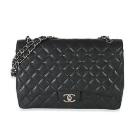 Chanel Chanel Black Quilted Caviar Maxi Double Flap Bag