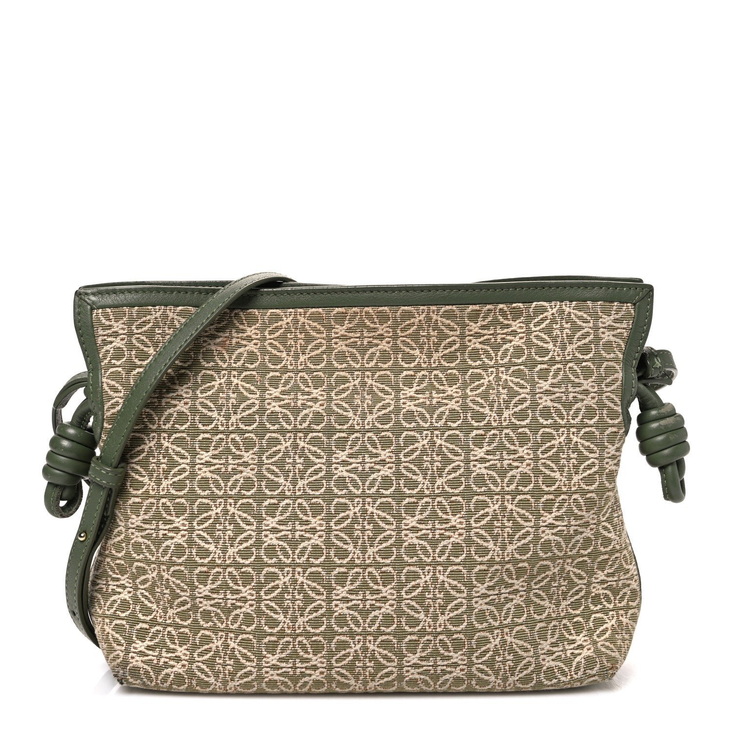 Loewe Loewe Jacquard Anagram Calfskin Mini Flamenco Knot Clutch Avocado Green