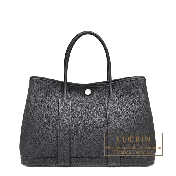 Hermes Garden Party bag 30/TPM Black Negonda leather Silver hardware