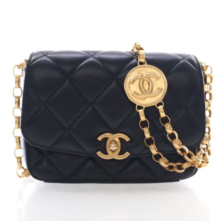 Chanel Small Lambskin Quilted CC Coin Chain Flap Bag