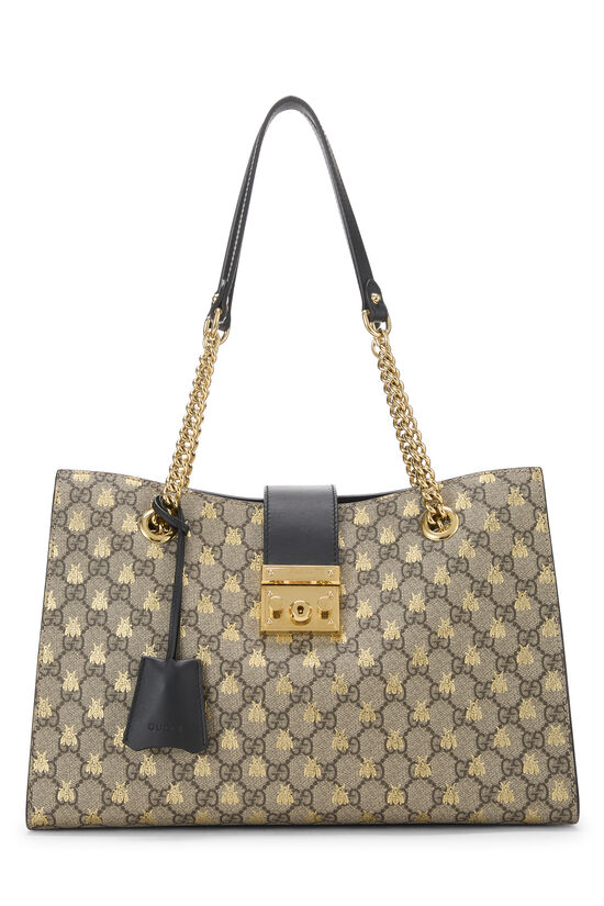 Gucci Black GG Supreme Bee Padlock Shoulder Medium