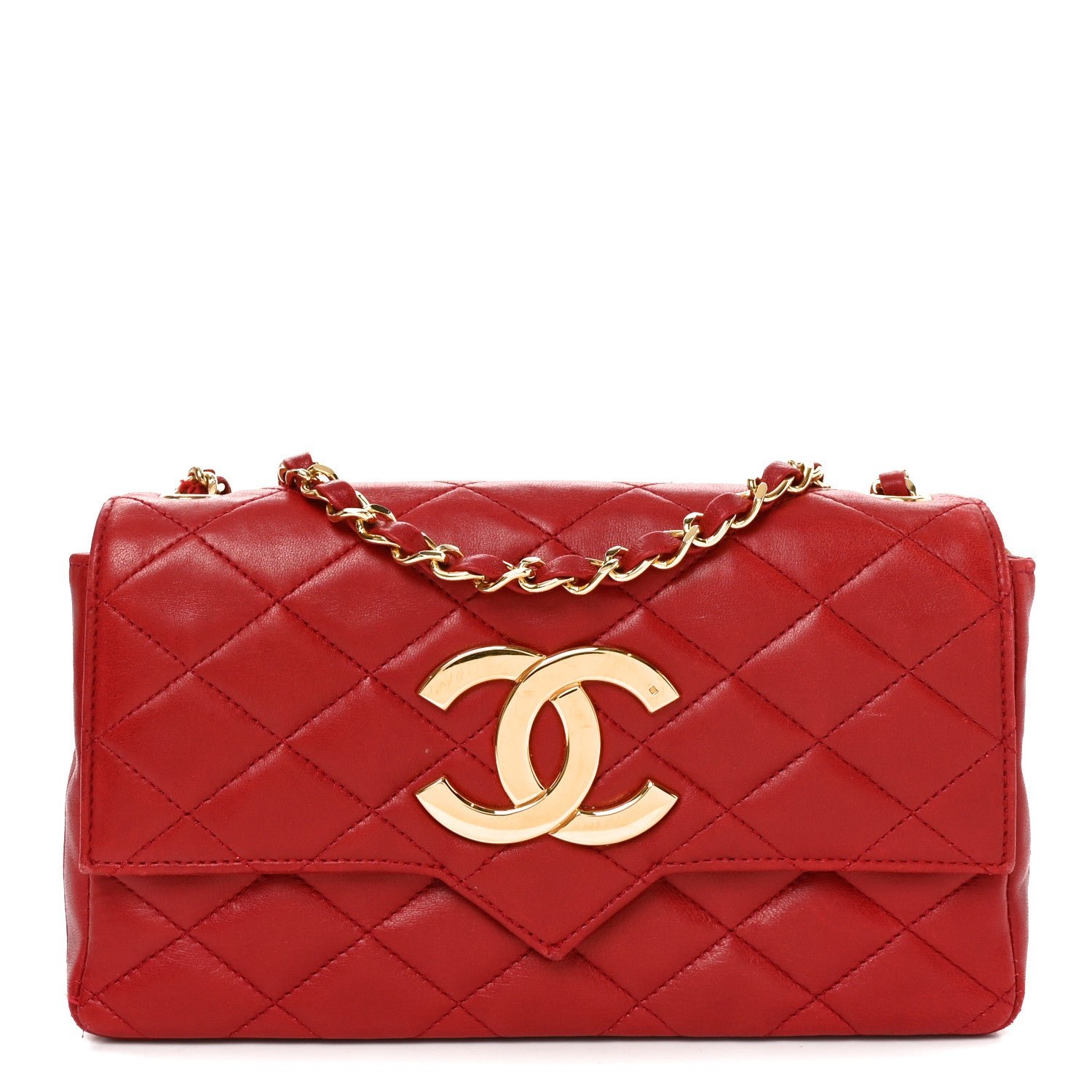 Chanel Lambskin Quilted Small Single Flap Red