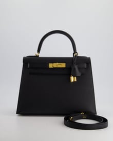 Hermes *HOT* Hermès Kelly Sellier 28cm Bag in Black Epsom Leather with Gold Hardware