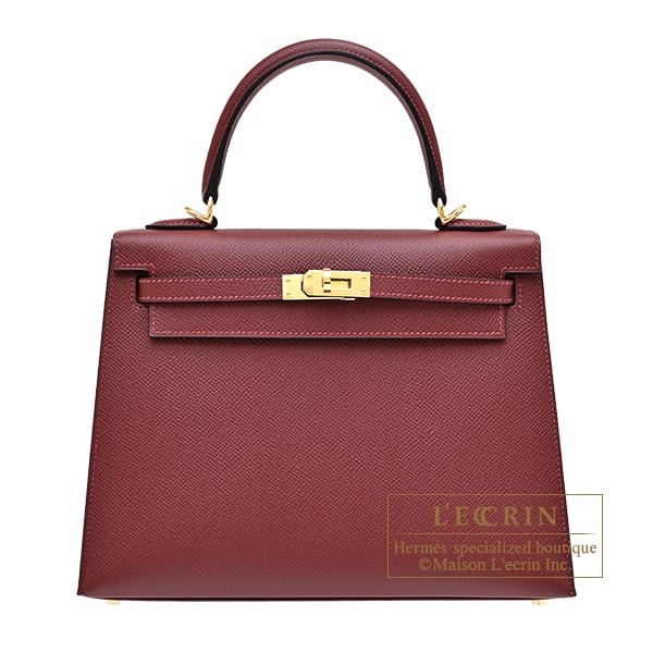 Hermes Kelly bag 25 Sellier Rouge H Epsom leather Gold hardware