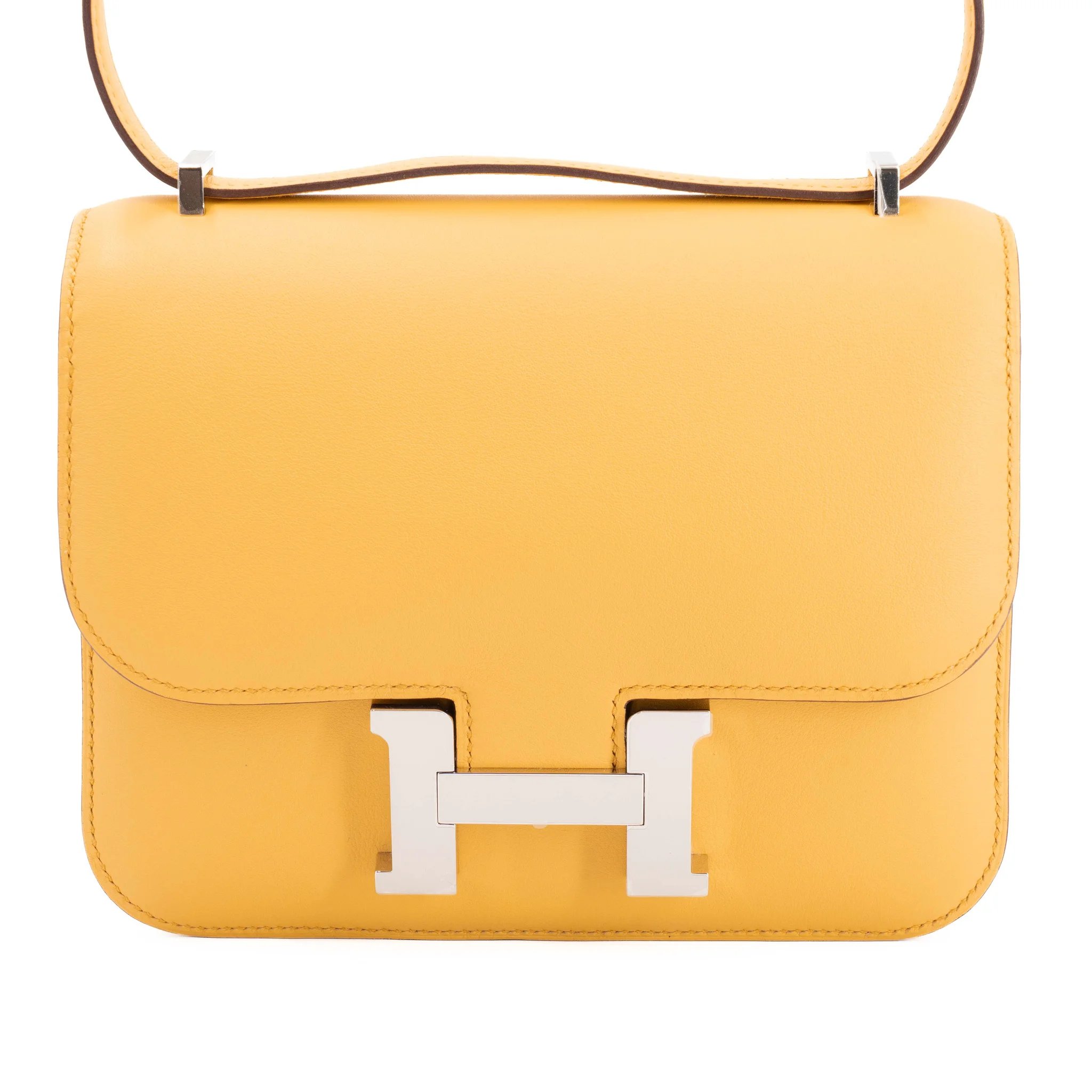 Unused ( Rank NS ) HERMÈS Constance Mini 19 Mirror Sun (B4) Swift Palladium hardware B (2023)