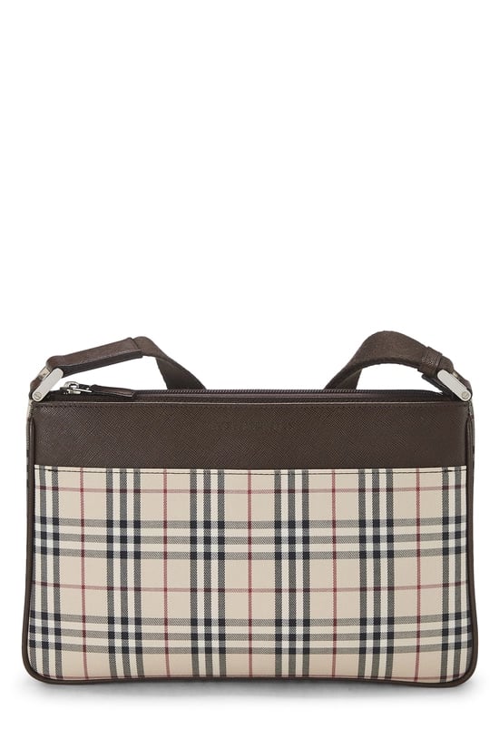 Brown Check Jacquard Canvas Crossbody