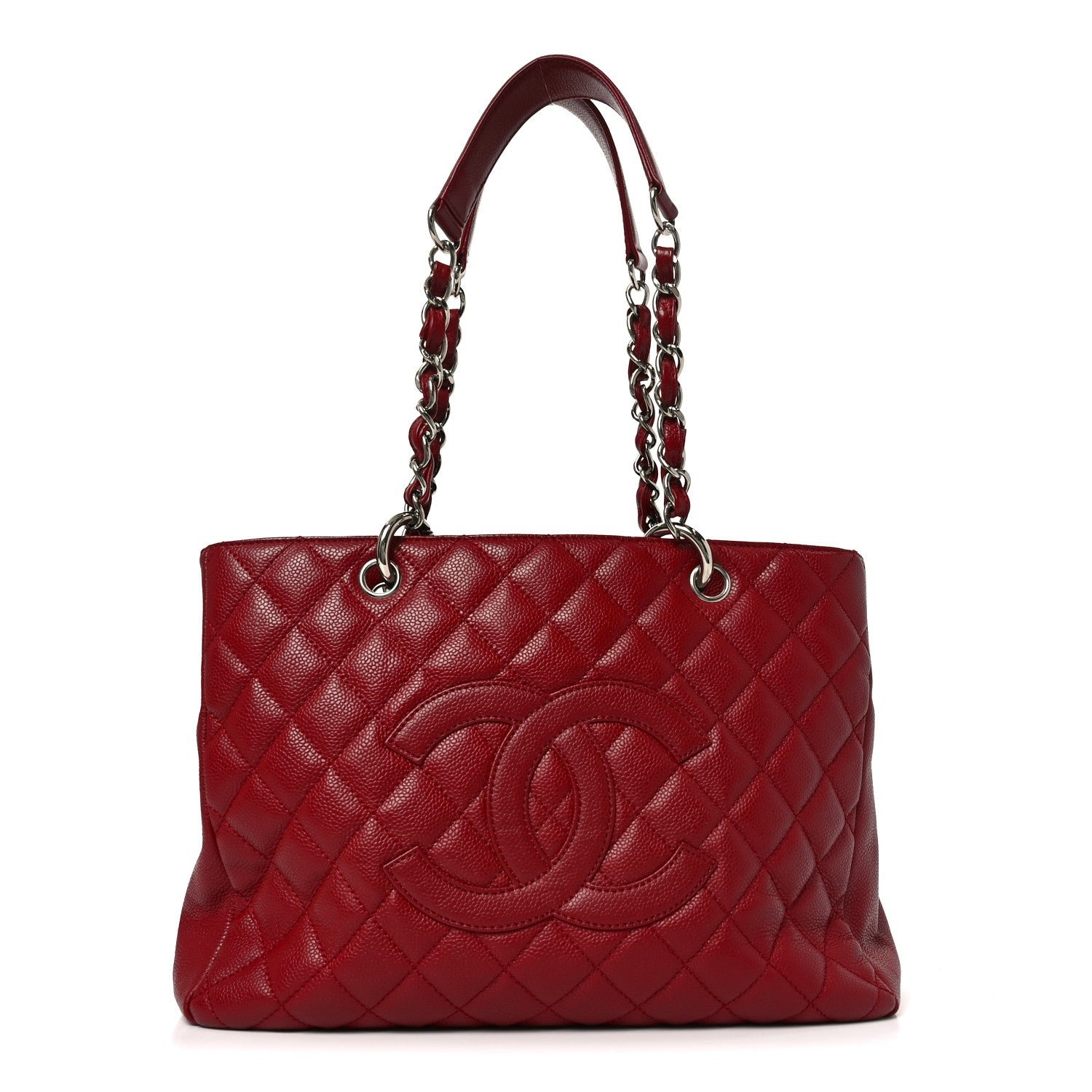 Chanel Caviar Quilted Grand Shopping Tote GST Red