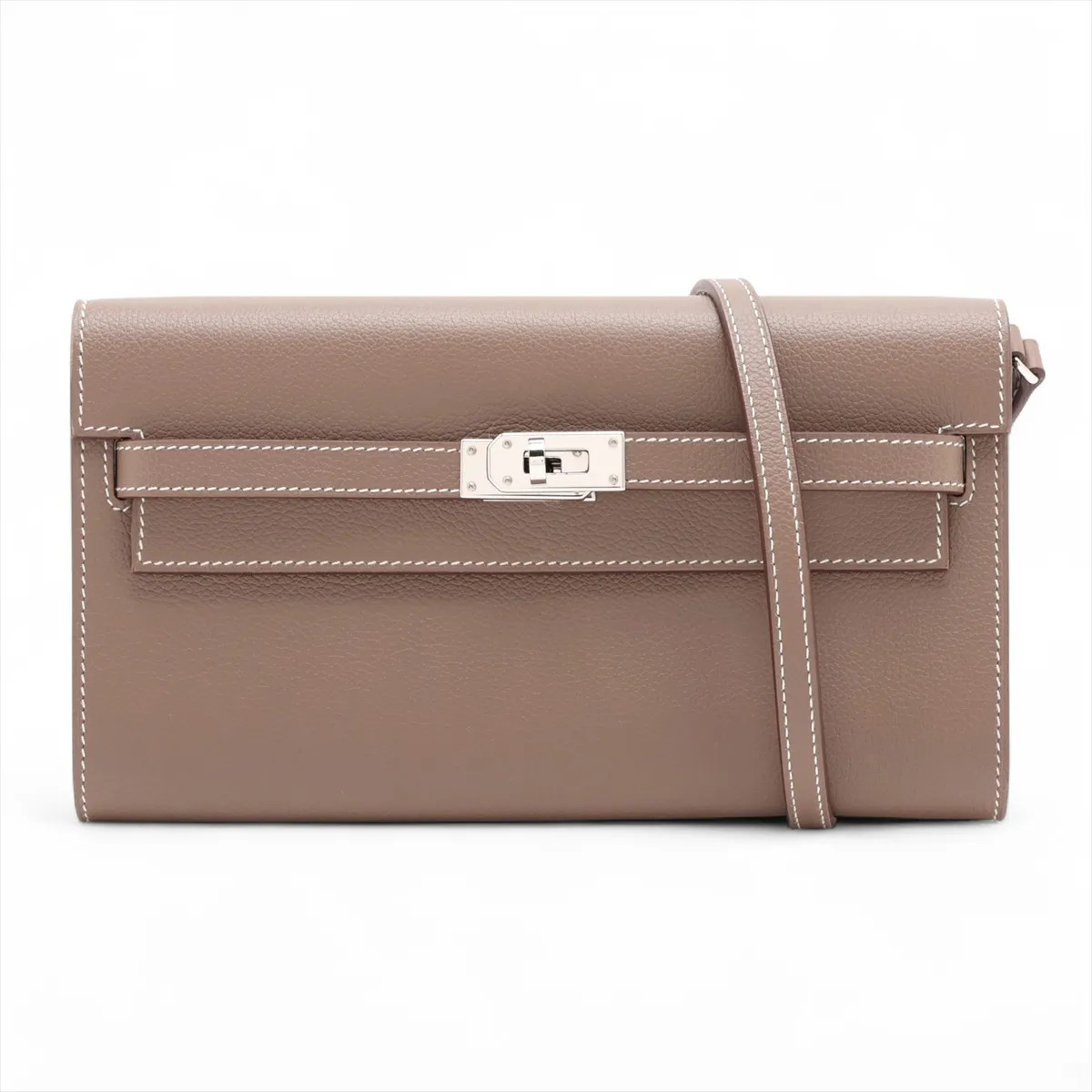 Hermès Kelly Wallet Togo Evercolor Etoupe Silver Metal Fittings