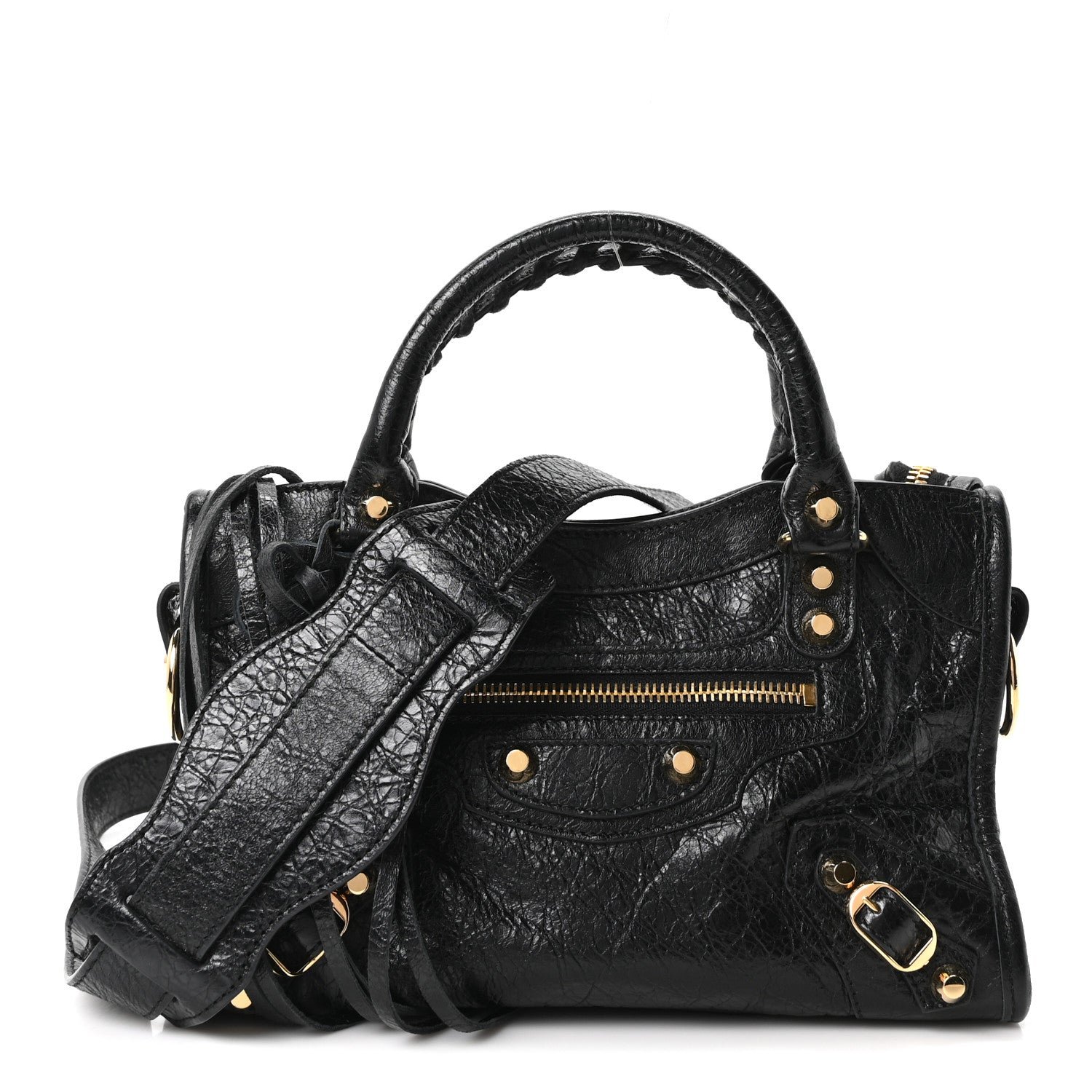Balenciaga Agneau Classic Gold Hardware Mini City Black