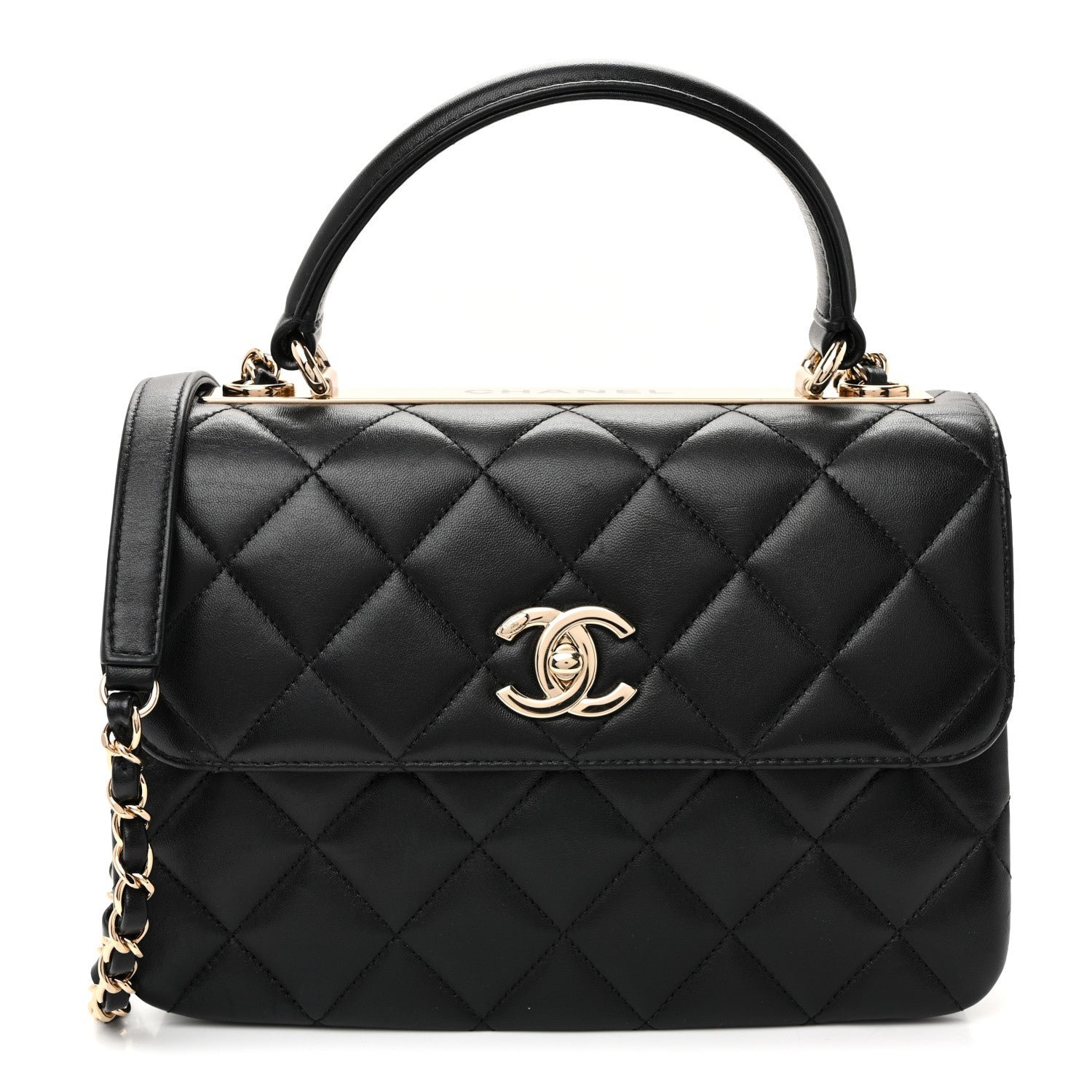 Chanel Lambskin Quilted Small Trendy CC Dual Handle Flap Bag Black