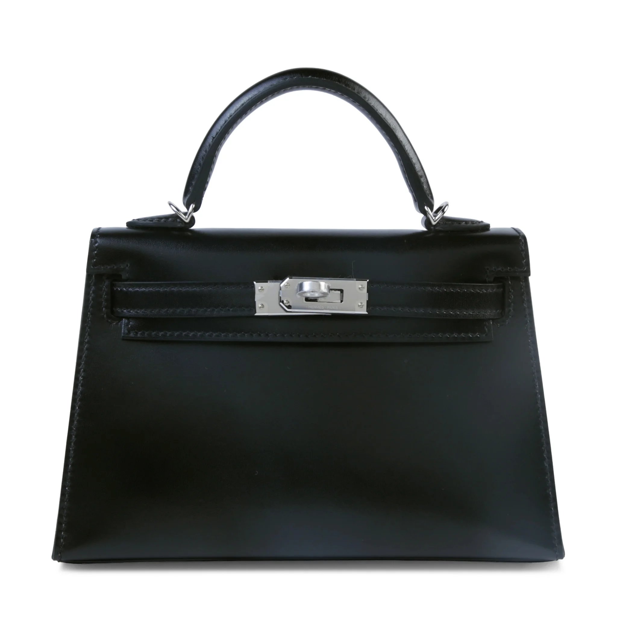 Brand New ( Rank N ) HERMÈS Mini Kelly II Noir (89) Box-calf Palladium hardware G (2026)