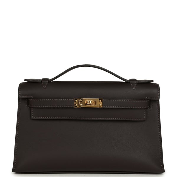 Hermes Hermes Kelly Pochette Bai-Brun Swift Gold Hardware