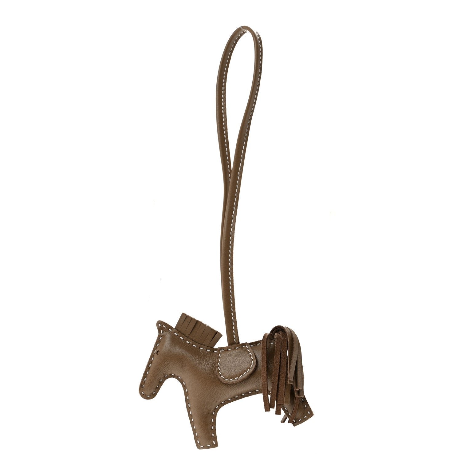 Hermes Milo Lambskin Grigri Rodeo Horse Bag Charm PM Etoupe