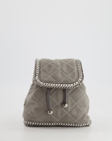Stella McCartney Stella McCartney Dove Grey Mini Falabella Backpack Bag with Silver Hardware