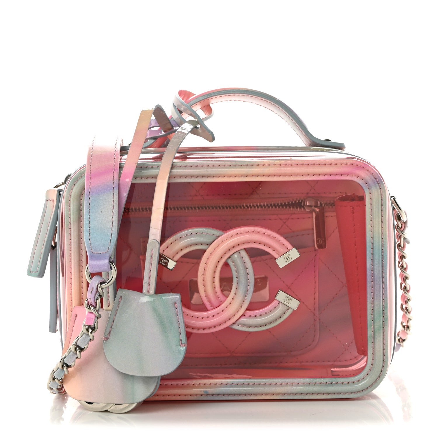 Chanel PVC Lambskin Filigree Small CC Filigree Vanity Case Pink Multicolor