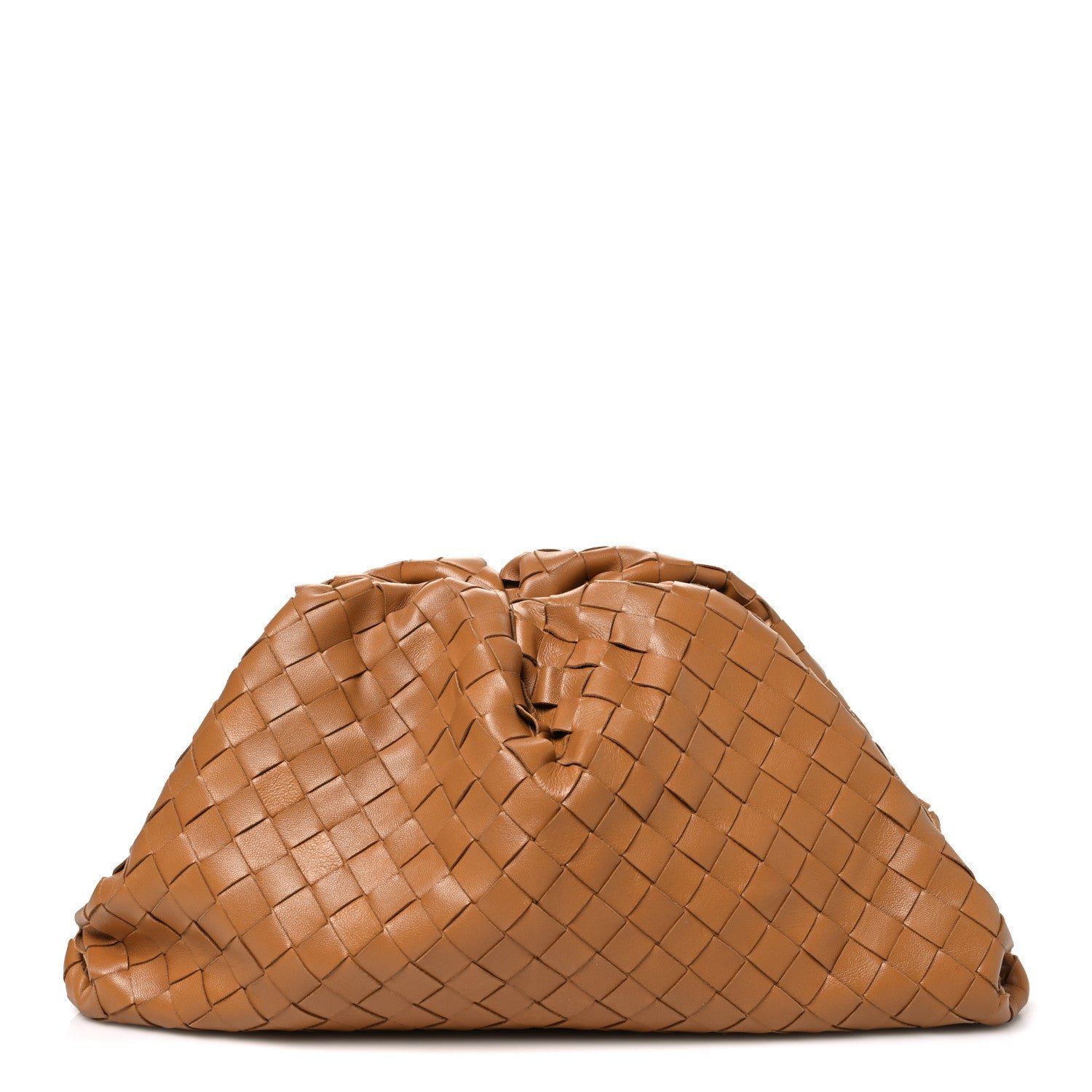 Bottega Veneta Nappa Maxi Intrecciato The Pouch Oversized Clutch Caramel