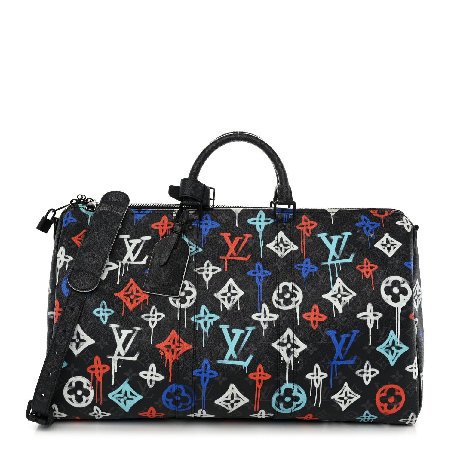 Louis Vuitton Monogram Eclipse LV Graffiti Keepall Bandouliere 50 Multicolor