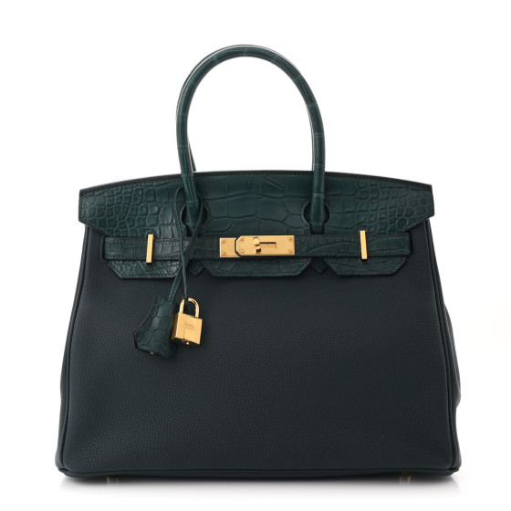 Hermes Togo Matte Alligator Birkin Touch 30 Vert Cypress