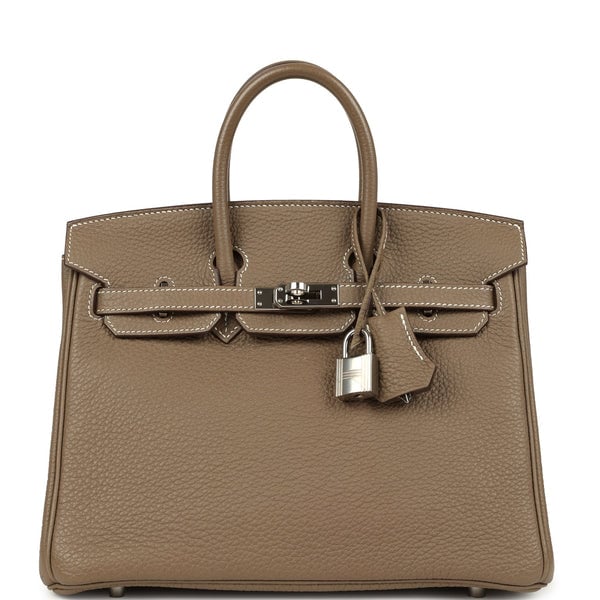 Hermes Pre-owned Hermes Birkin 25 Etoupe Togo Palladium Hardware