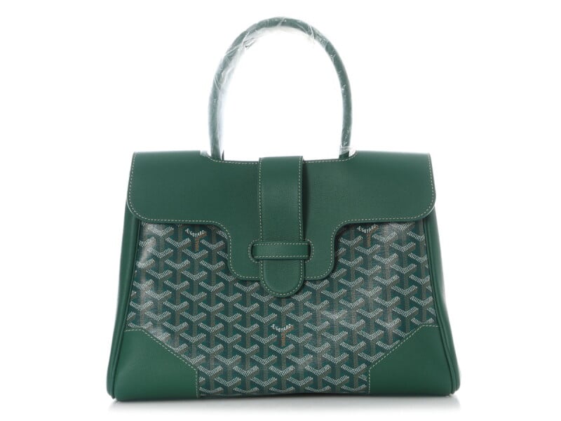 Goyard Green and White Goyardine Canvas and Chevroches Calfskin Cabas Saïgon MM, 2020s