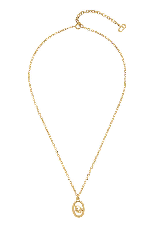 Dior Gold Oval Logo Necklace