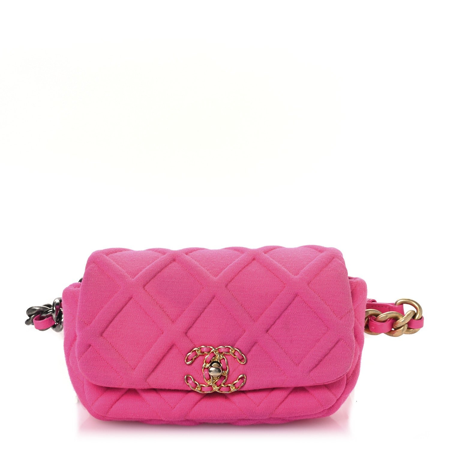Chanel Jersey Quilted Chanel 19 Waist Bag Pink