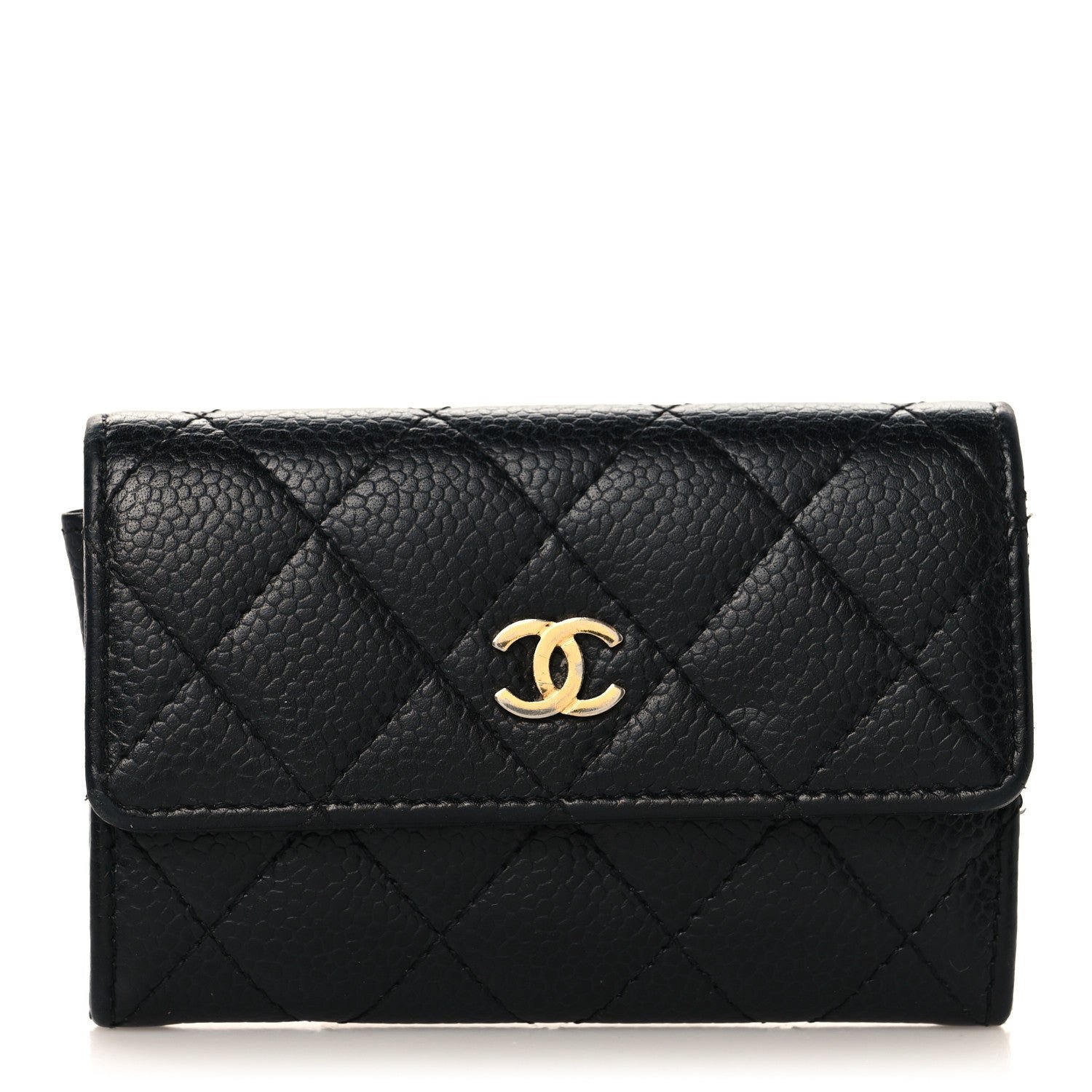 Chanel Caviar Quilted Flap Card Holder Black
