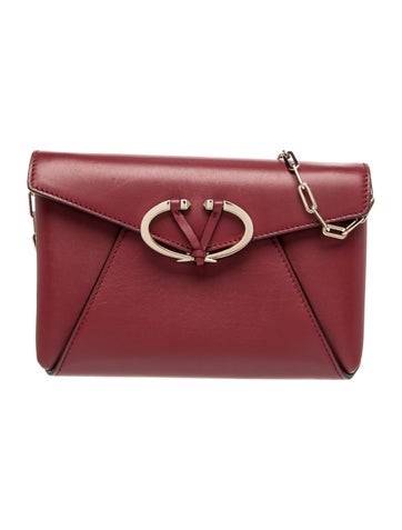 Leather V Rivet Clutch Bag