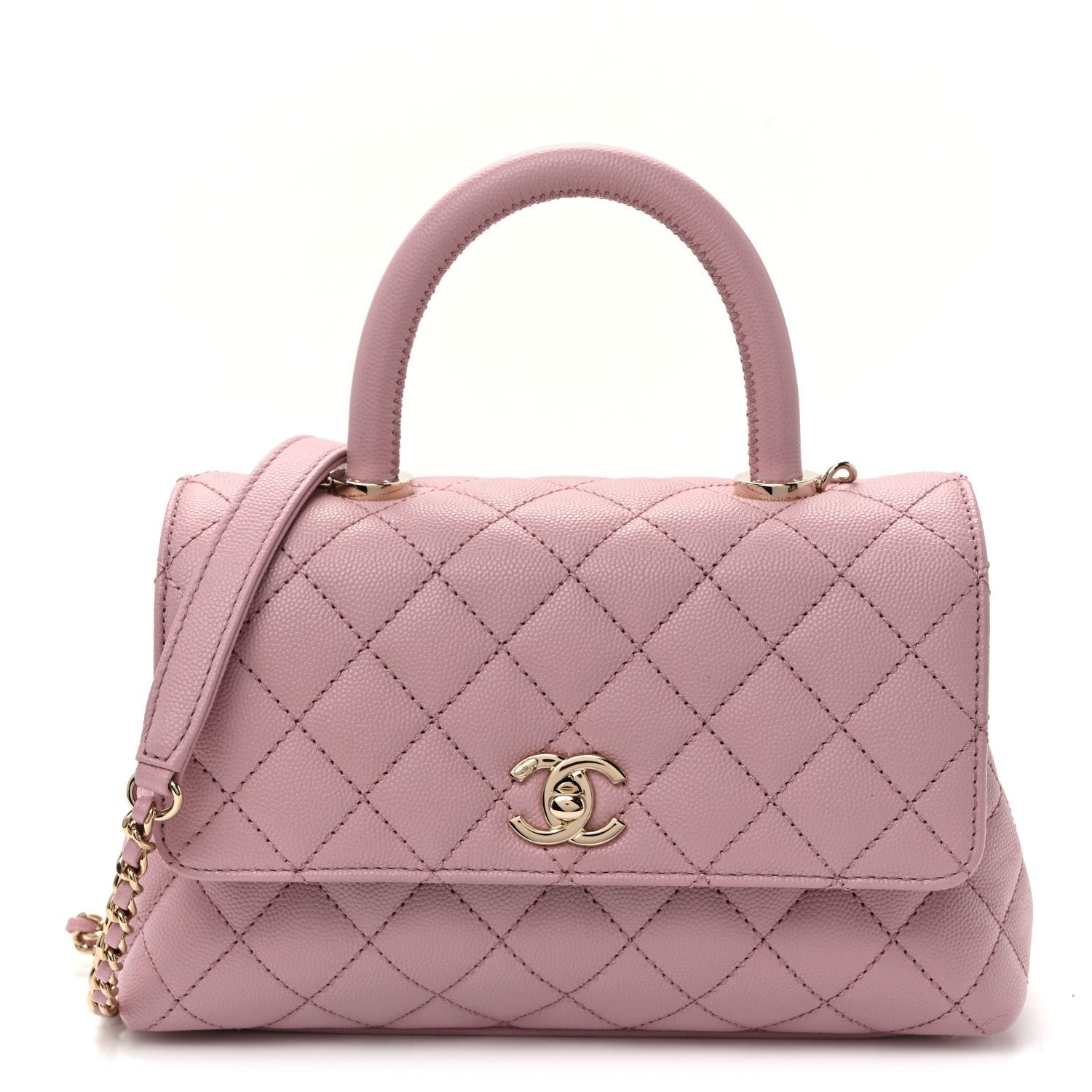 Chanel Caviar Quilted Mini Coco Handle Flap Light Pink