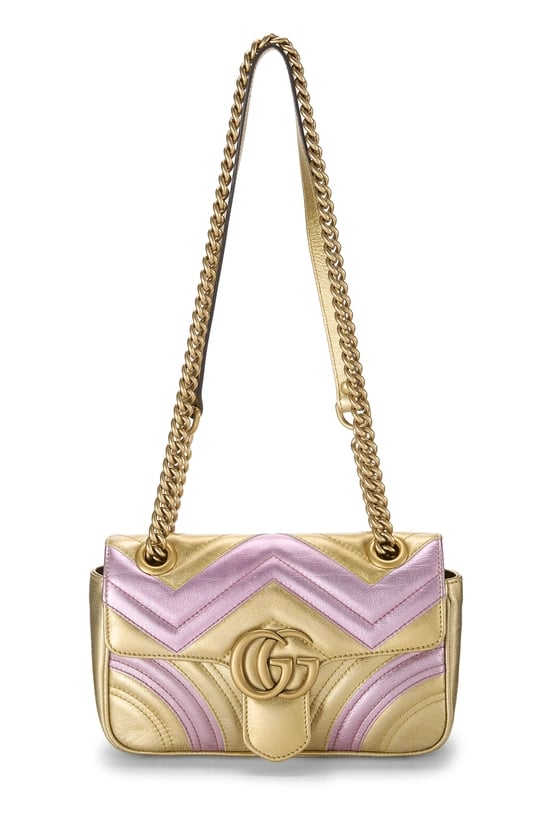 Gucci Metallic Gold GG Marmont Shoulder Bag Mini