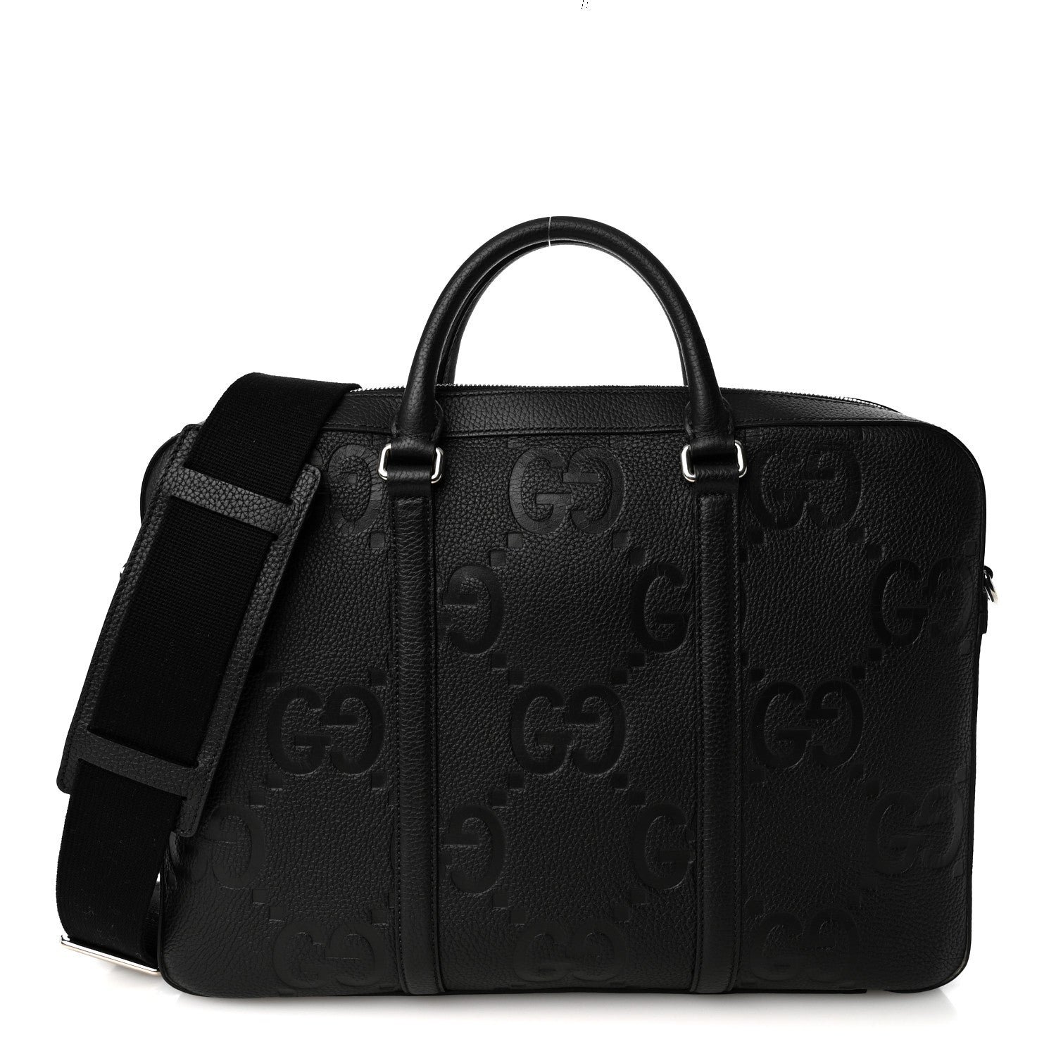 Gucci Piuma Calfskin Jumbo GG Embossed Briefcase Black