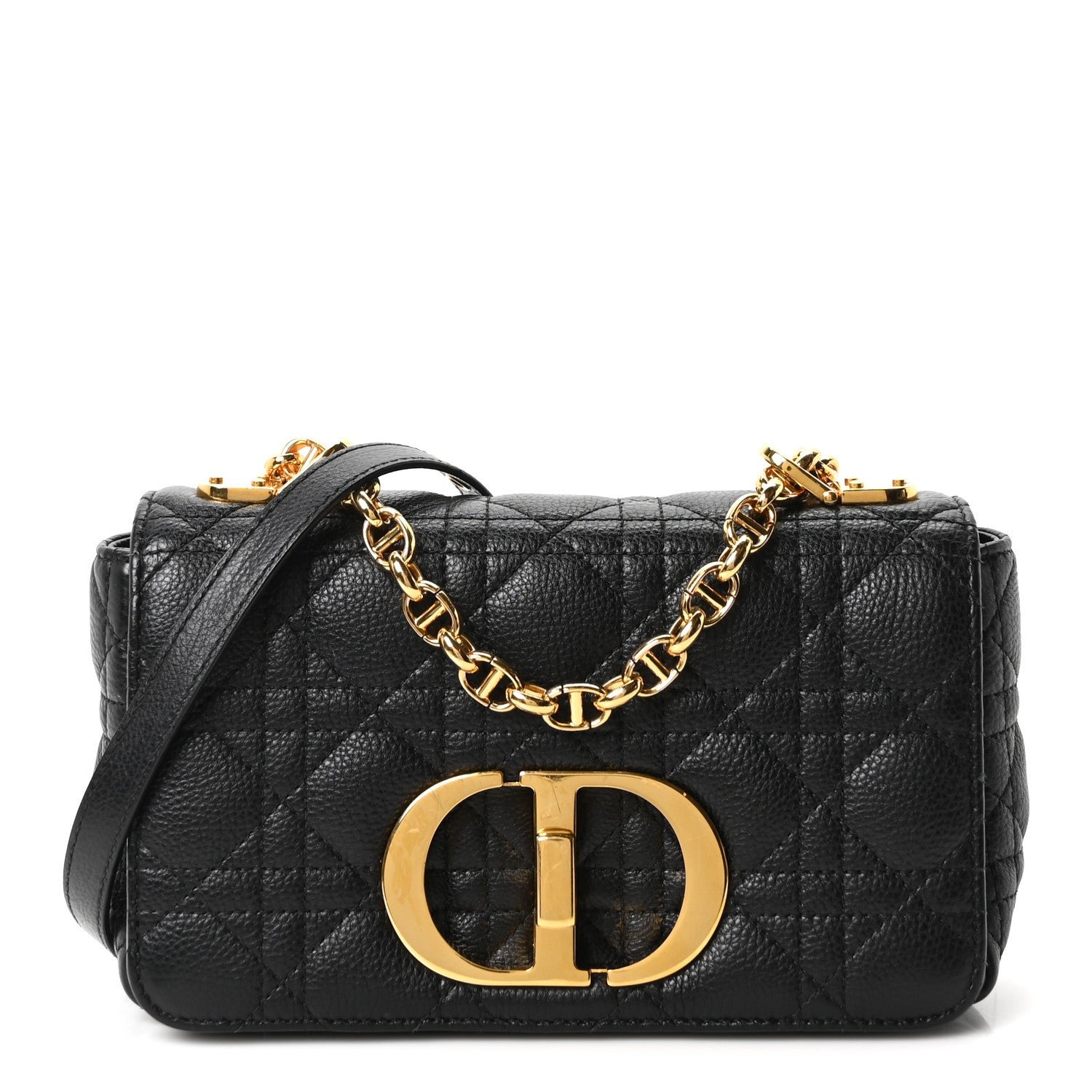 Christian Dior Calfskin Cannage Small Caro Bag Black