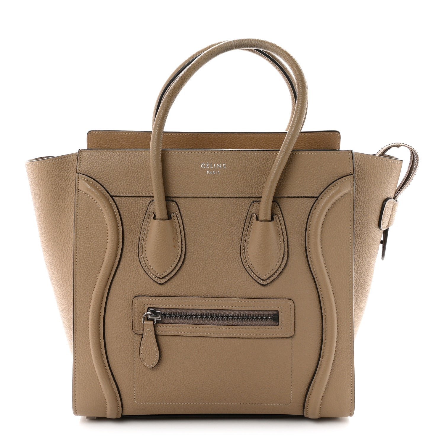 Celine Drummed Calfskin Micro Luggage Dune
