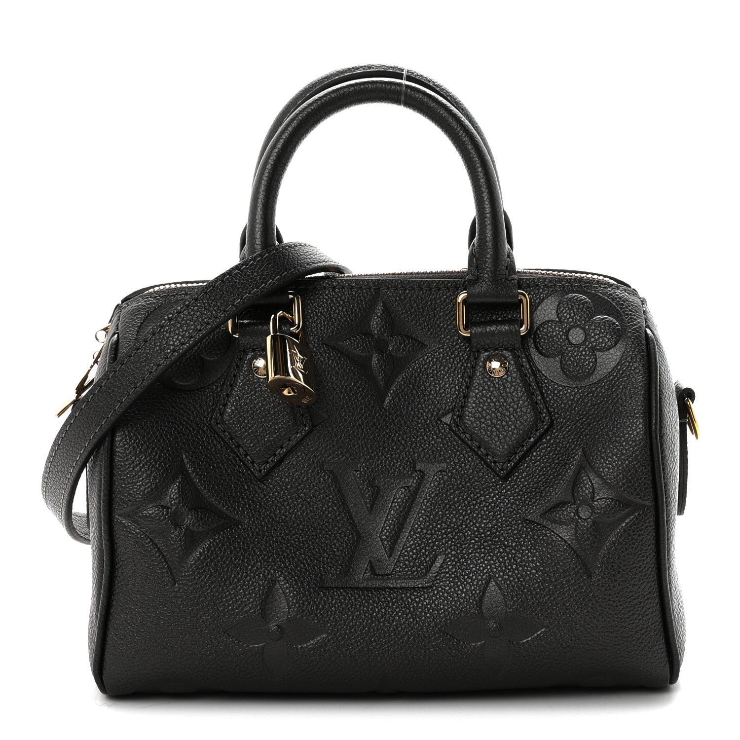 Louis Vuitton Shimmery Empreinte Monogram Giant Speedy Bandouliere 20  Gun Metal