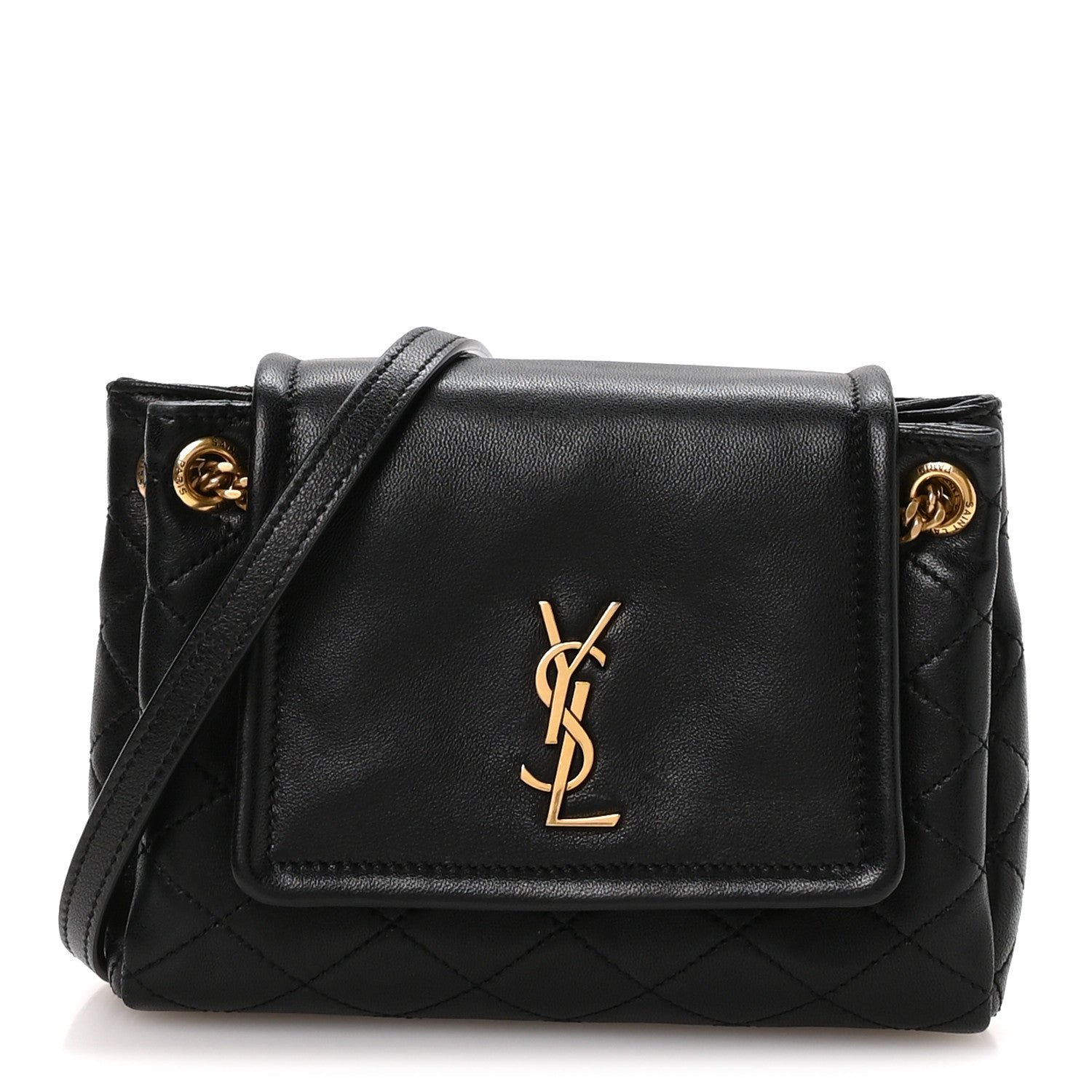 Saint Laurent Lambskin Quilted Monogram Mini Nolita Black