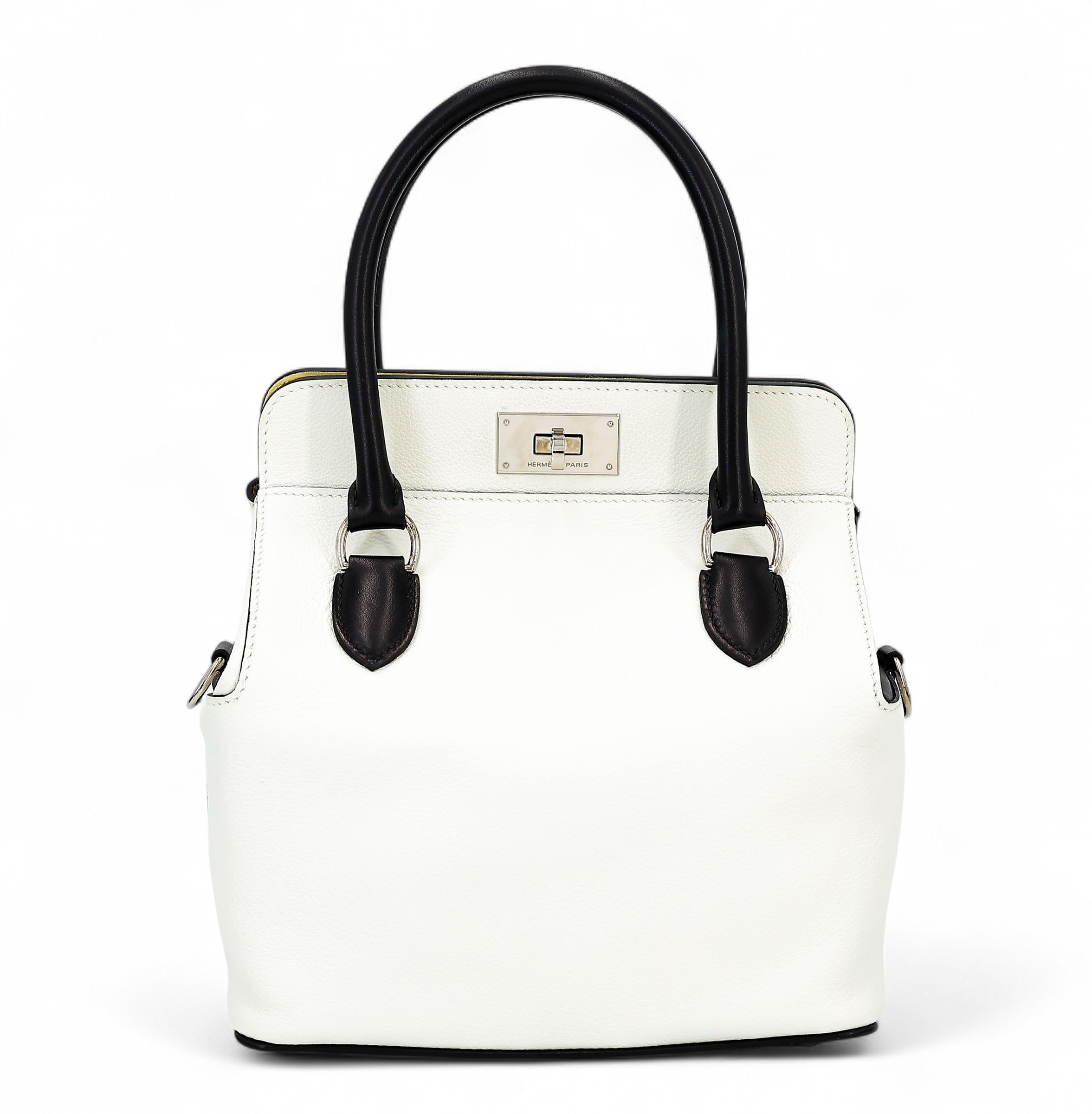 Excellent ( Rank SA ) HERMÈS Toolbox 20 White (01) Jaune Poussin (1Z) Noir (89) Evercolor Palladium hardware X (2016)