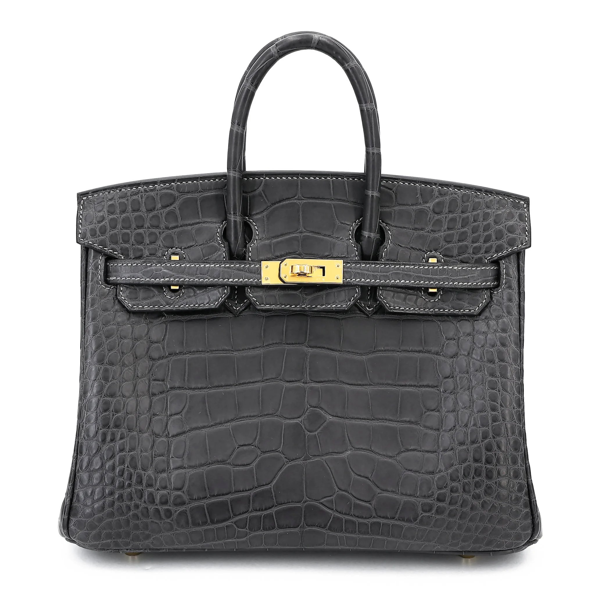 Brand New ( Rank N ) HERMÈS Birkin 25 Graphite (88) Matte Alligator Gold hardware K (2025)