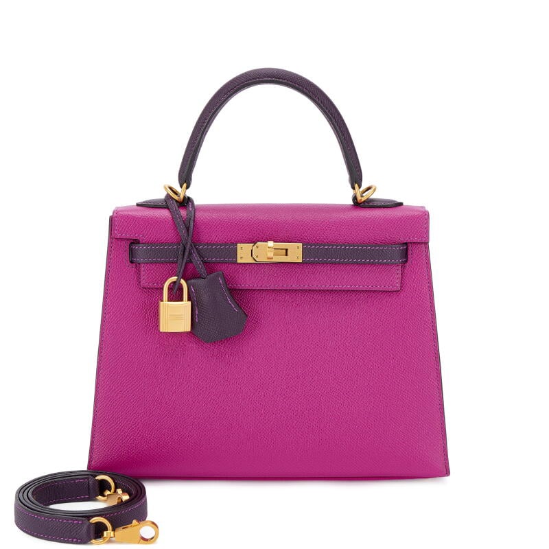 Rose Pourpre and Cassis Epsom HSS Kelly 25 Sellier Brushed Gold Hardware, 2018