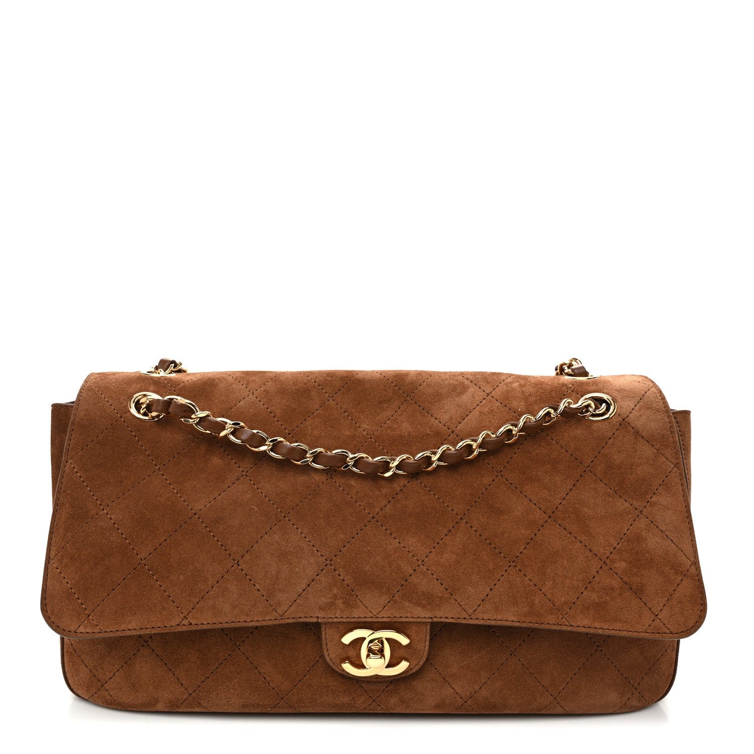 Chanel Suede Calfskin Small Souplissimo Maxi Flap Camel