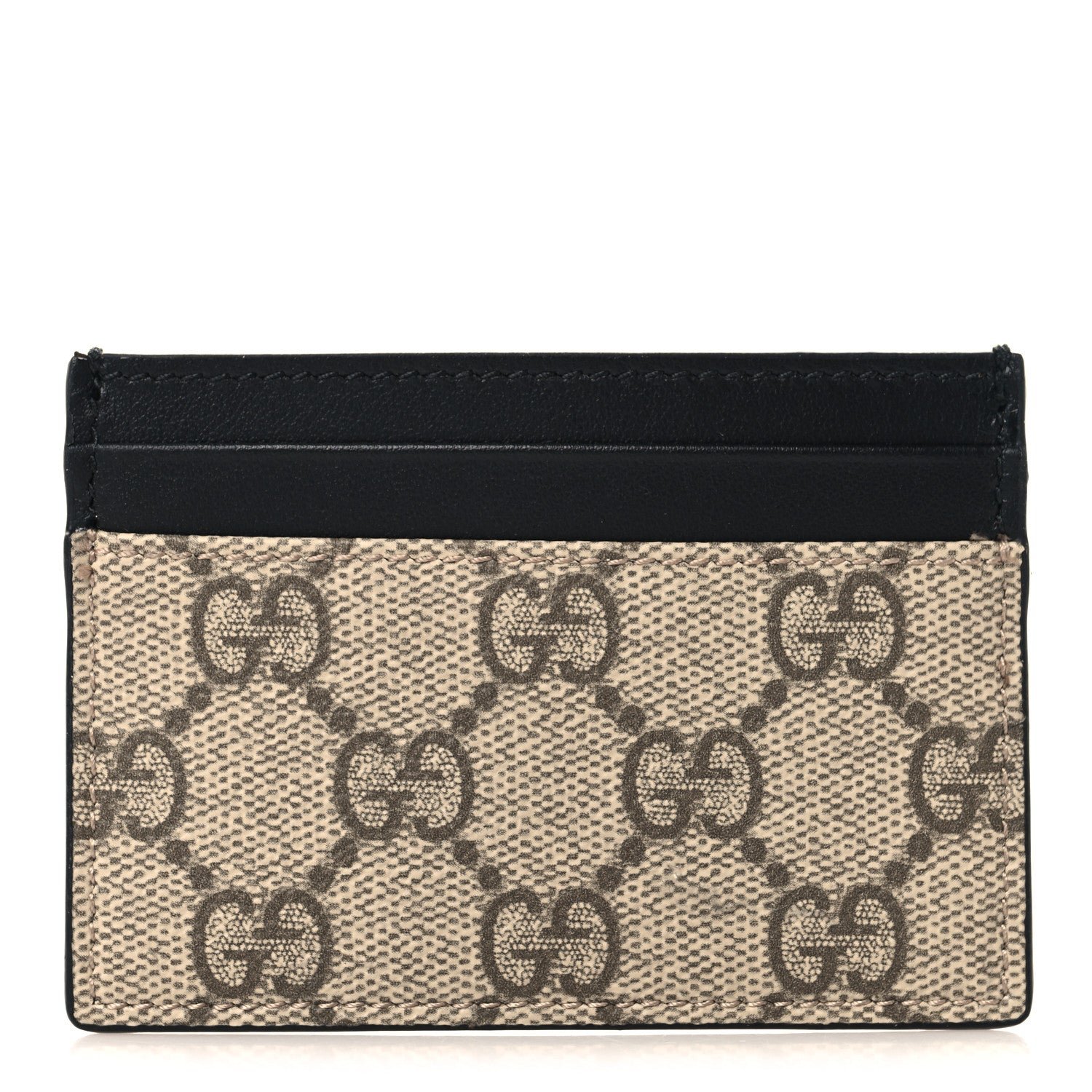 Gucci GG Supreme Monogram Calfskin Card Holder Beige Black