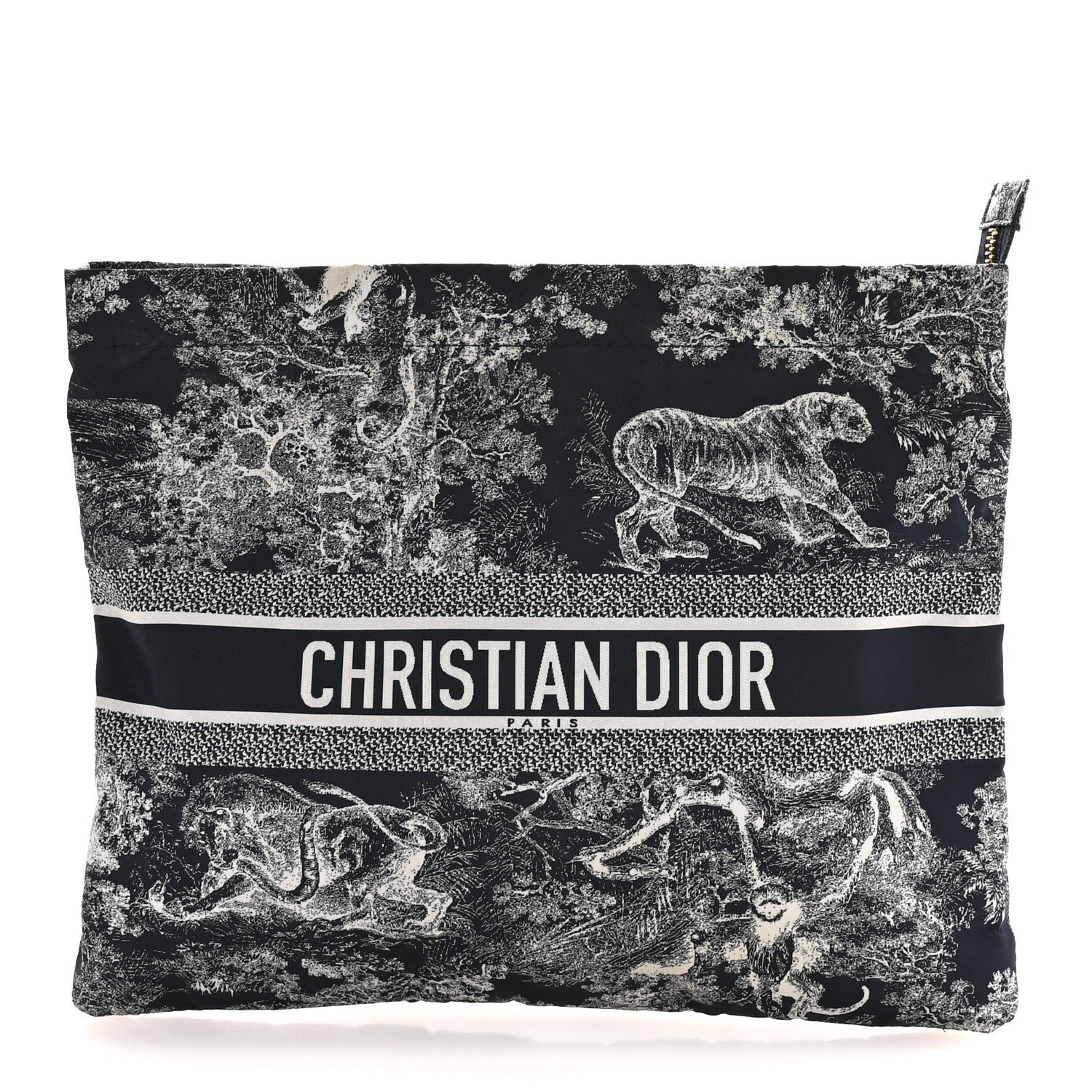Dior Technical Fabric Toile De Jouy Reverse Diortravel Zipped Pouch Blue Multicolor
