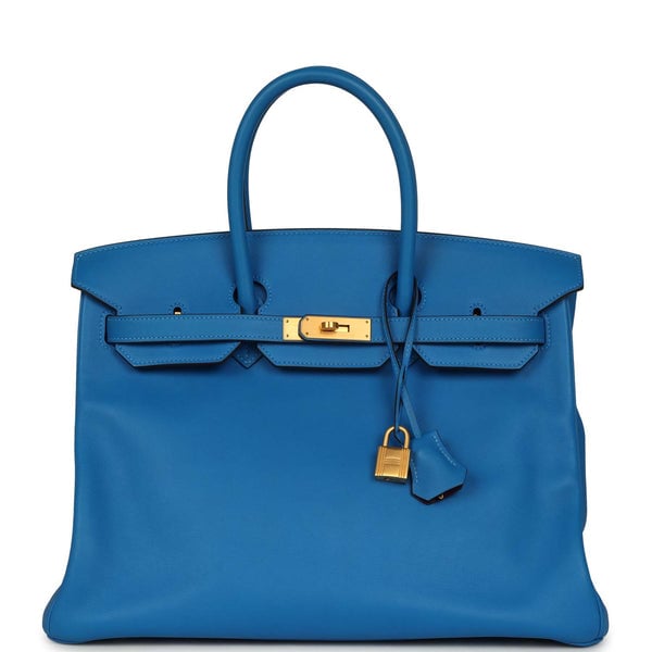 Hermes Pre-owned Hermes Special Order (HSS) Birkin 35 Bleu Hydra Verso Swift Brushed Gold Hardware