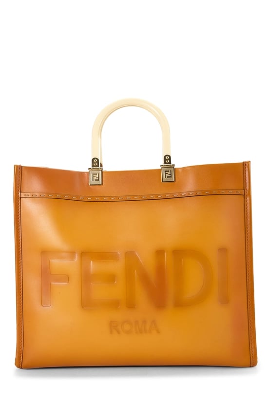 Fendi Orange Calfskin Sunshine Shopper Medium