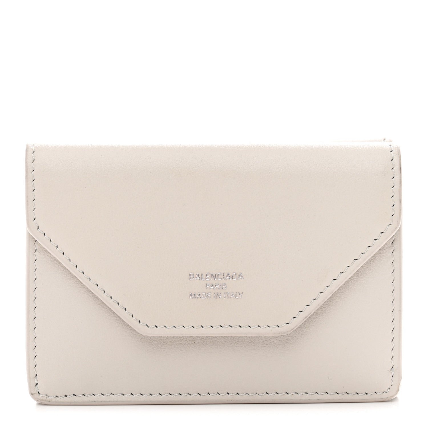 Balenciaga Smooth Calfskin Logo Envelope Compact Wallet White