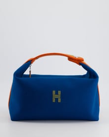 Hermes Hermès Large Bride-a-Brac Case in Bleu Paon Canvas with Palladium Hardware
